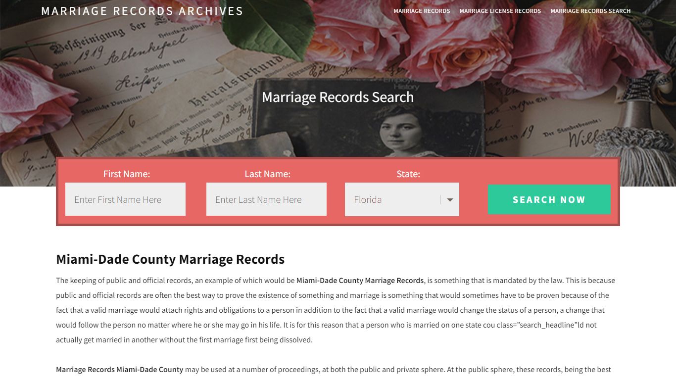 Miami-Dade County Marriage Records | Enter Name and Search